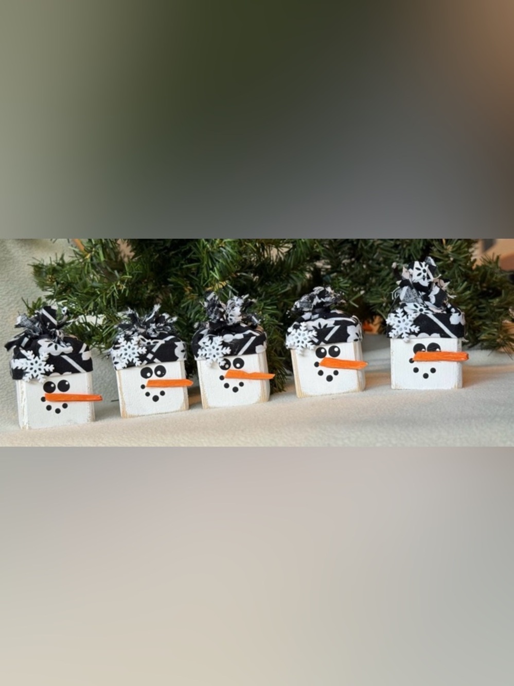 Holiday Winter Snowman Decorative Blocks Set of 5 Christmas Ornaments Gifts